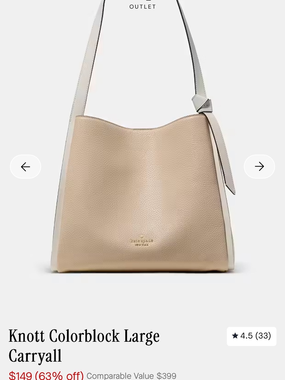 kate spade beige and white pebbled leather shoulder bag